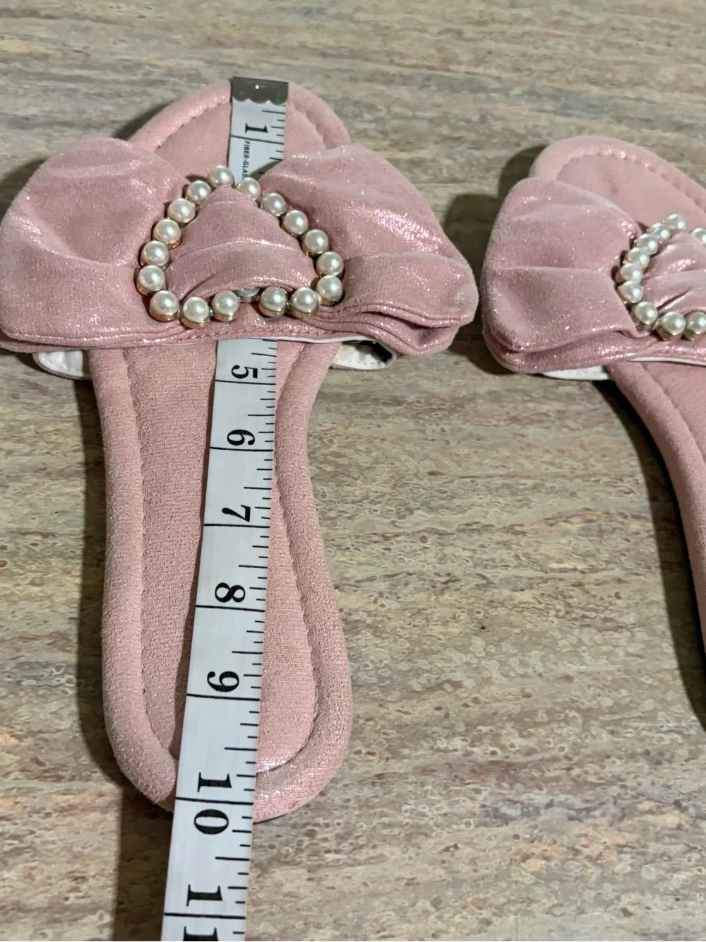 Victoria's Secret Pink Pearl Heart Bow Slide Sandals Size M